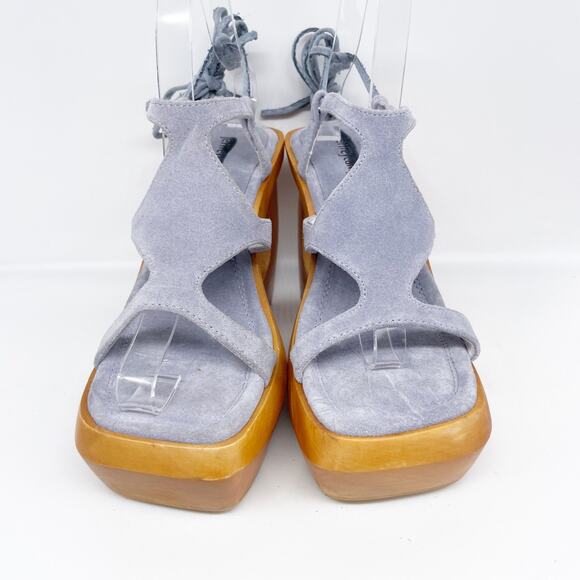 Jeffrey Campbell Women's Idolize Ankle Tie Sandal Blue Suede Combo Size 6.5M - Picture 2 of 16